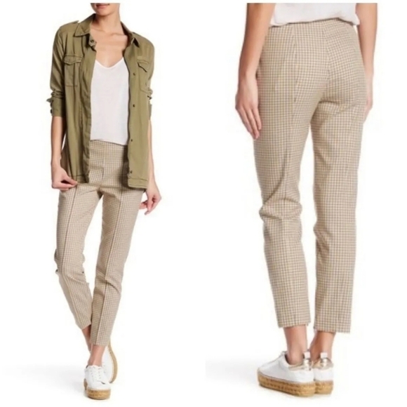 THEORY Alettah Ainsley Check Cropped Pants Work Business Plant Trousers - Picture 4 of 16